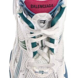 Balenciaga White and Teal Athletic Shoes